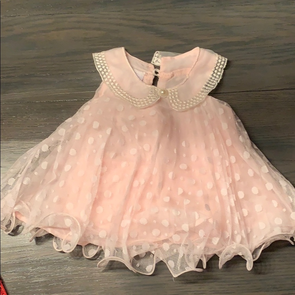 Bonnie Jean Pink Polka Dot Baby Girl Dress 0-3